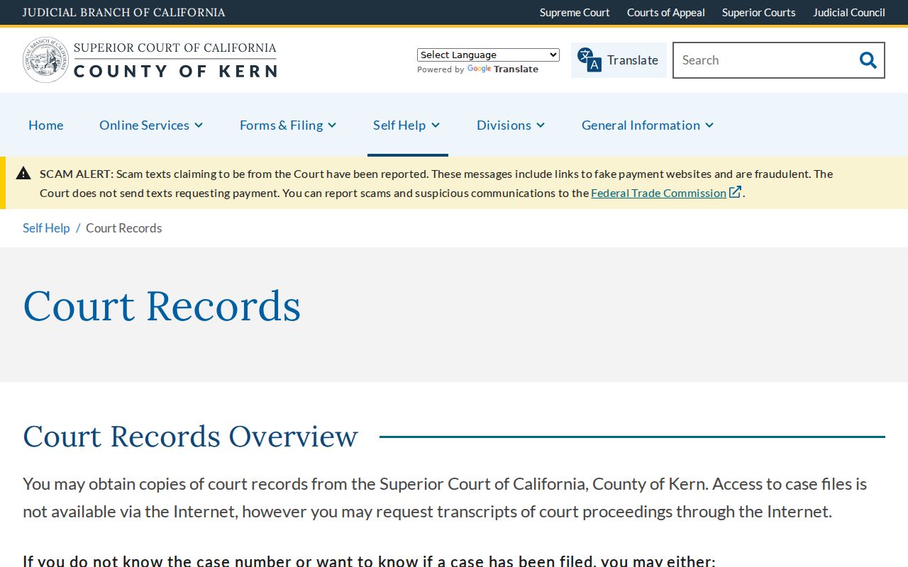 Delano people search Kern court records access page
